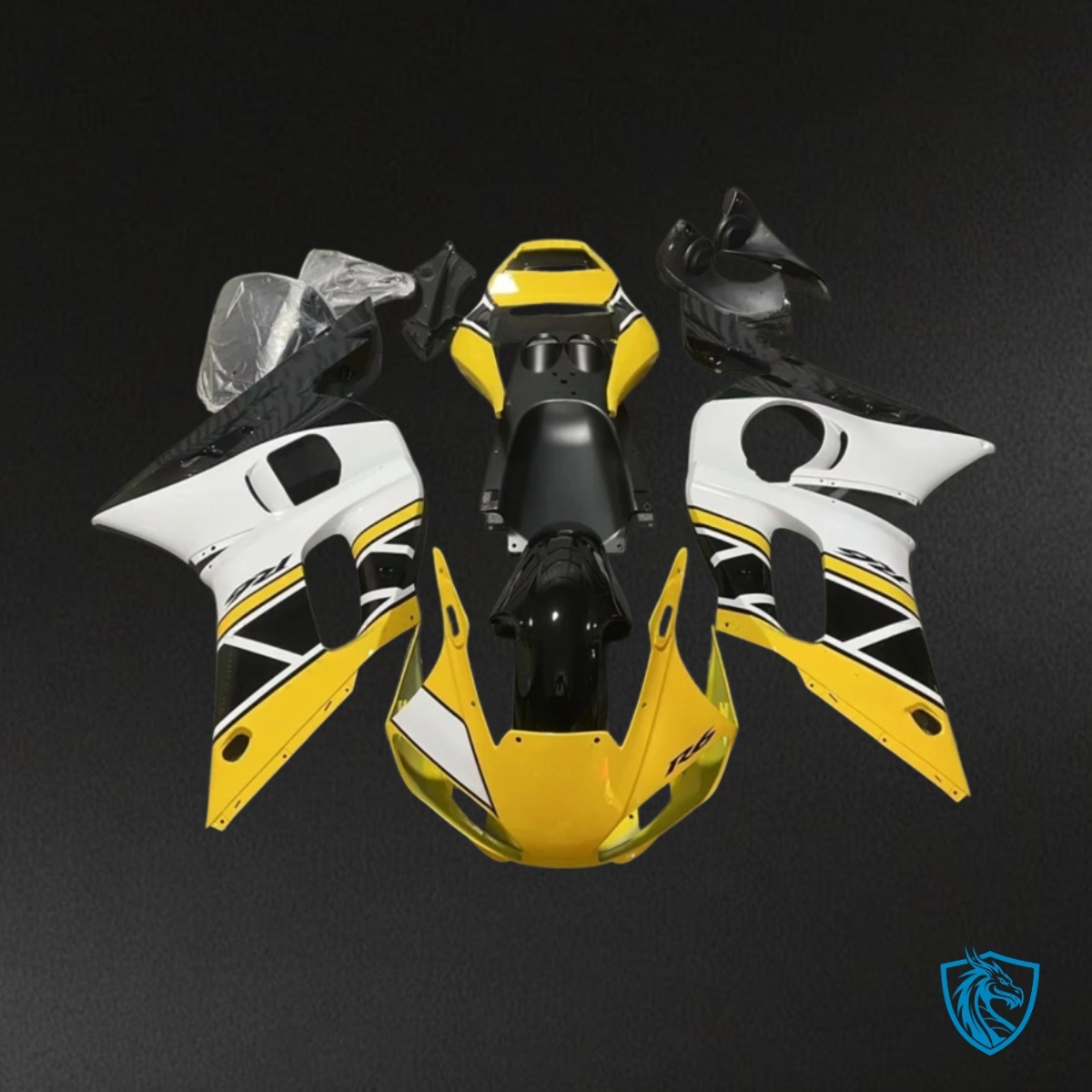 Yamaha YZF R6 (1999-2002) Yellow, Black & White - Custom ABS Fairing Kit