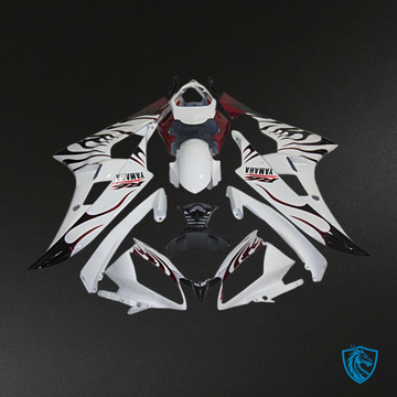 Yamaha YZF R6 (2006-2007) White & Black Flame Fairing Kit | ABS Bodywork