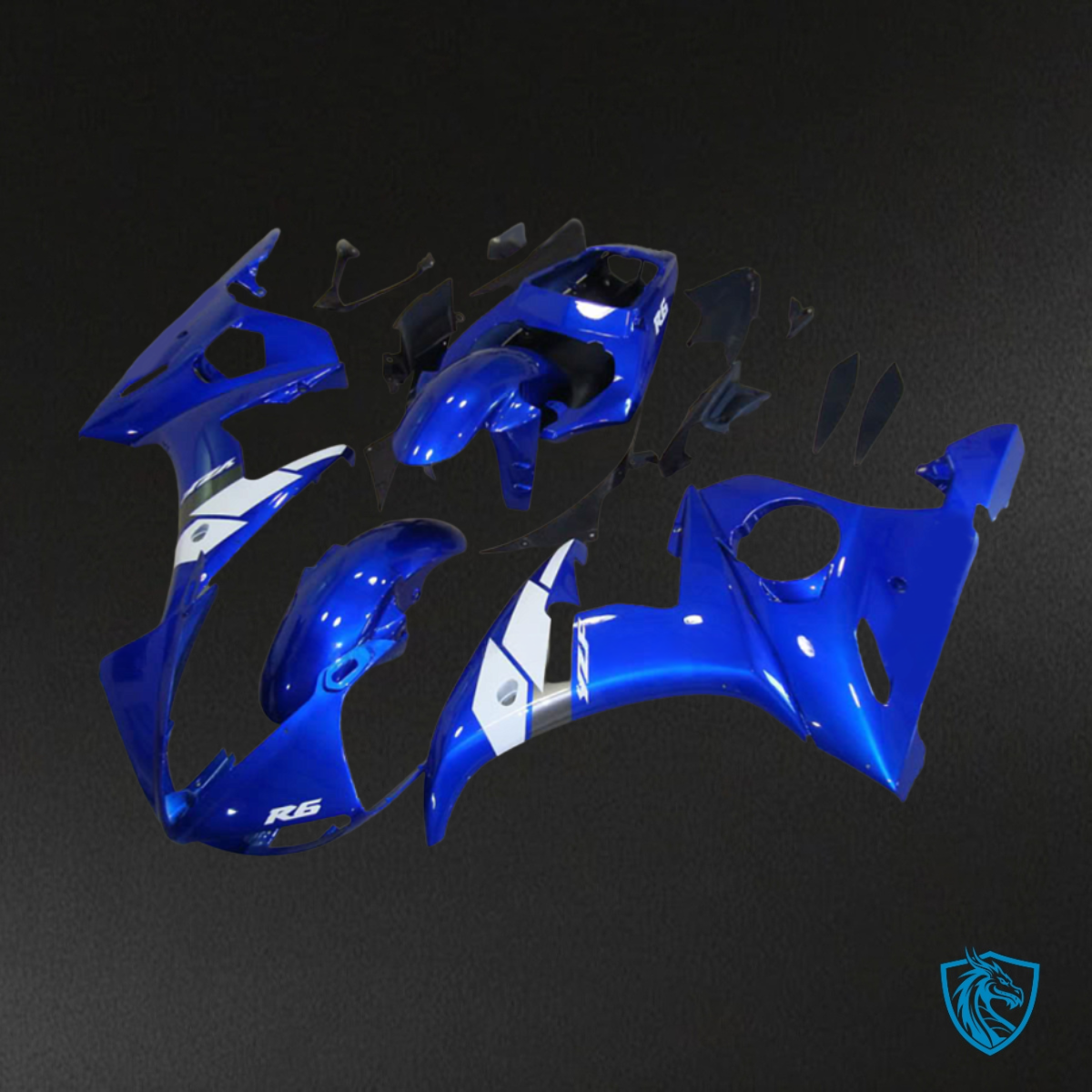 Yamaha YZF R6 (2004-2005) Blue & White with Logo - MERGEment Motorcycle Fairings Kit
