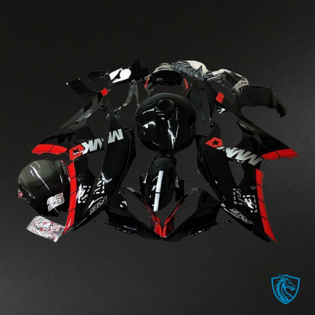 Yamaha YZF R6 (2008-2016) Gloss Black & Red - MERGEment Motorcycle Fairings Kit