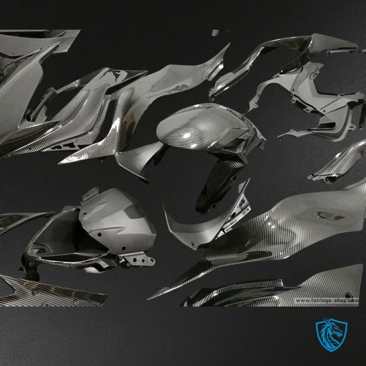 Kawasaki ZX-6RZX636 (2019-2020) Black Carbon Fiber - Custom ABS Fairing Kit