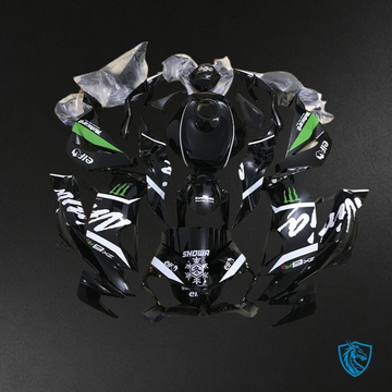 Kawasaki ZX-6R ZX636 (2019–2020) Black, Green & White Monster - Replacement Motorcycle Fairings Kit