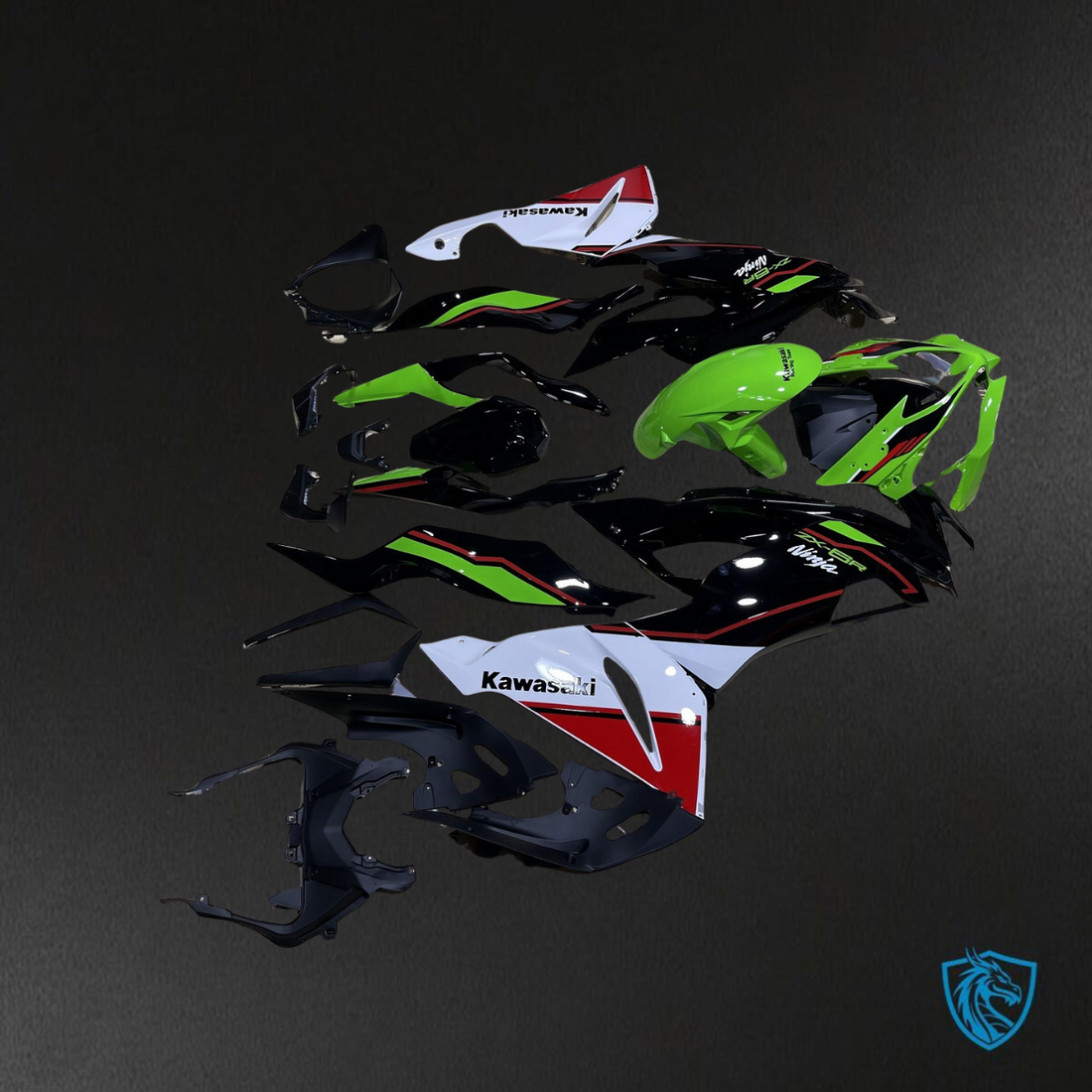 Kawasaki ZX-6R ZX636 (2019–2020) Black & Green Fairings Kit - Aftermarket ABS Bodywork