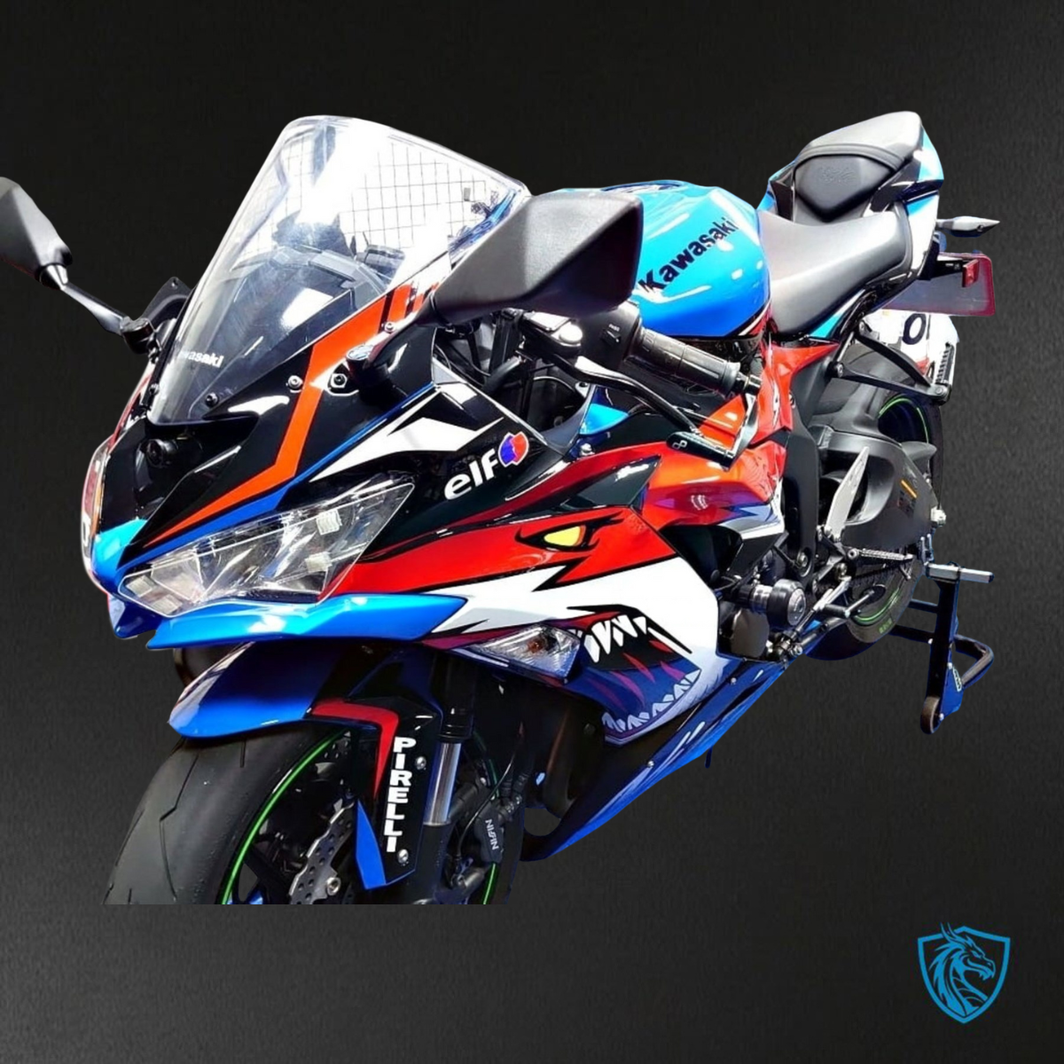Kawasaki ZX-6R ZX636 (2019–2020) Glossy Blue, Red & Black Shark - Replacement Motorcycle Fairings Kit