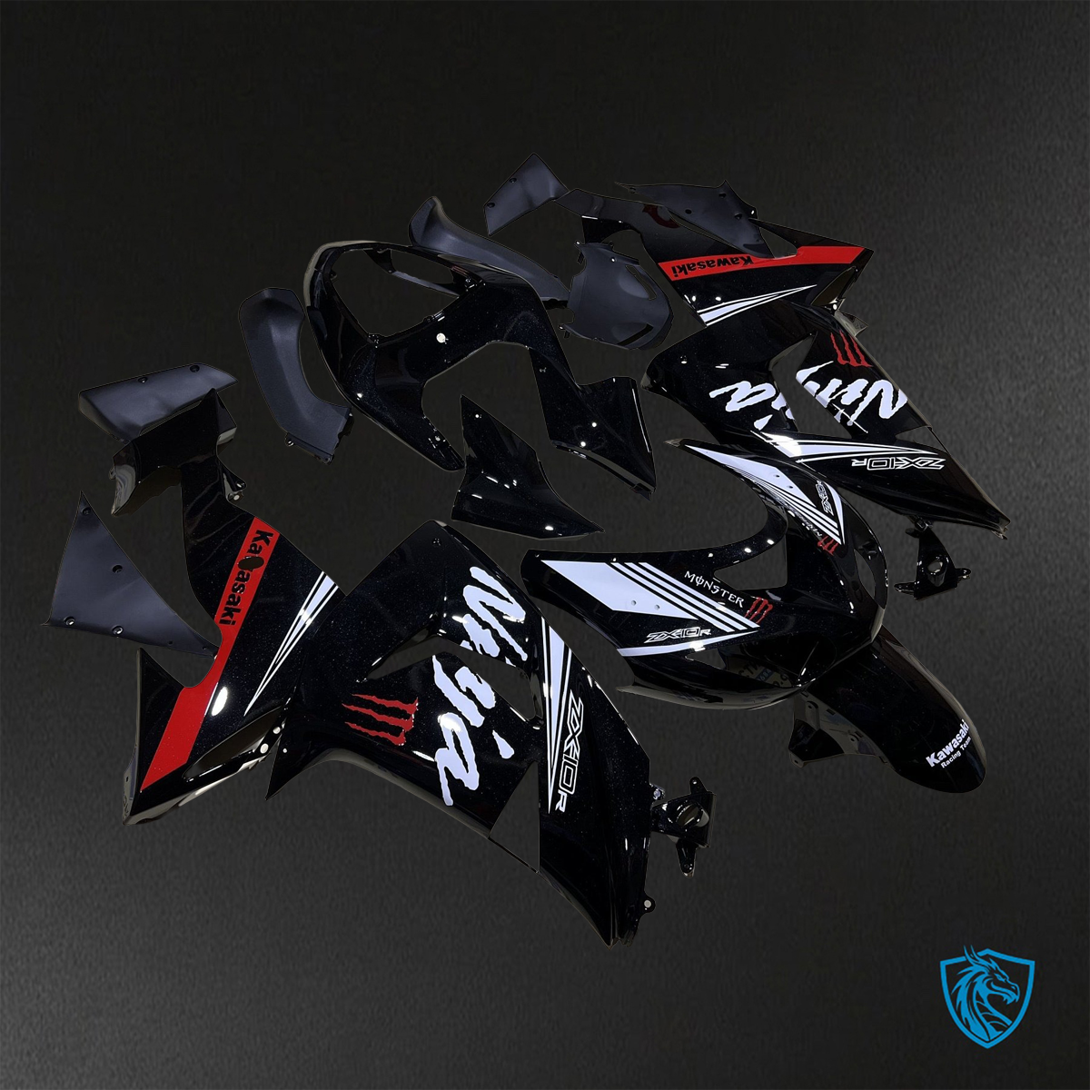 Kawasaki Ninja ZX-10R (2006-2007) Black, Red & White - Replacement Motorcycle Fairings Kit