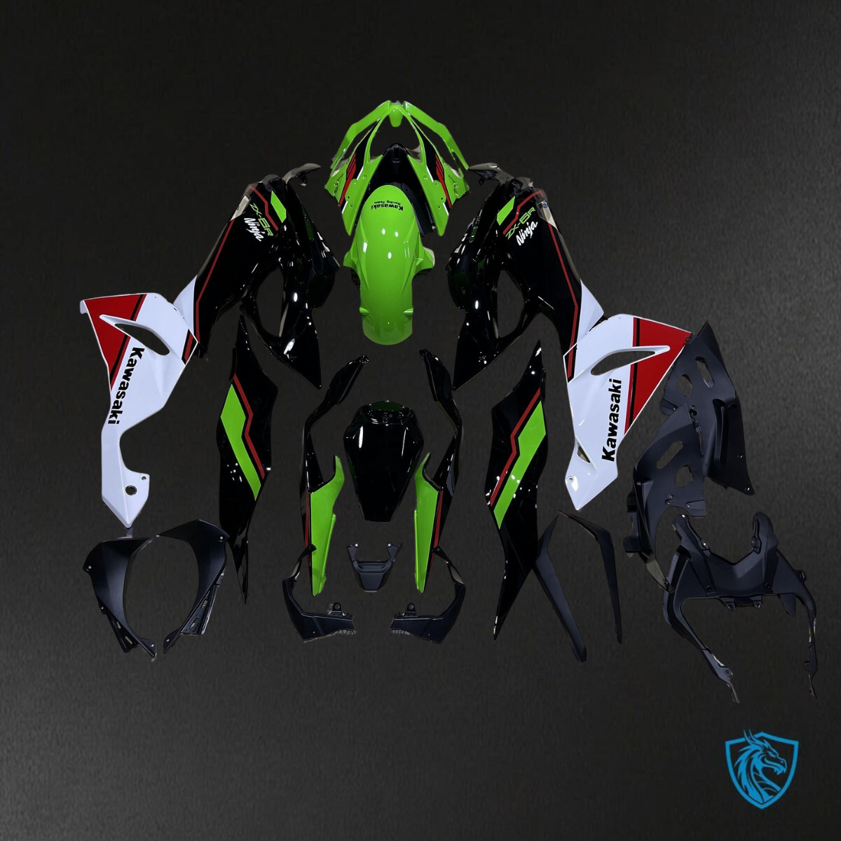 Kawasaki ZX-6R ZX636 (2019–2020) Black & Green Fairings Kit - Aftermarket ABS Bodywork