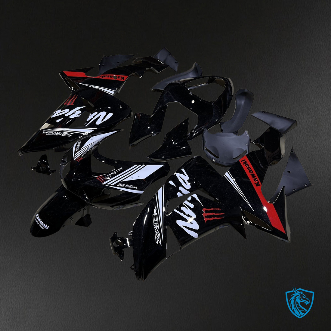 Kawasaki Ninja ZX-10R (2006-2007) Black, Red & White - Replacement Motorcycle Fairings Kit