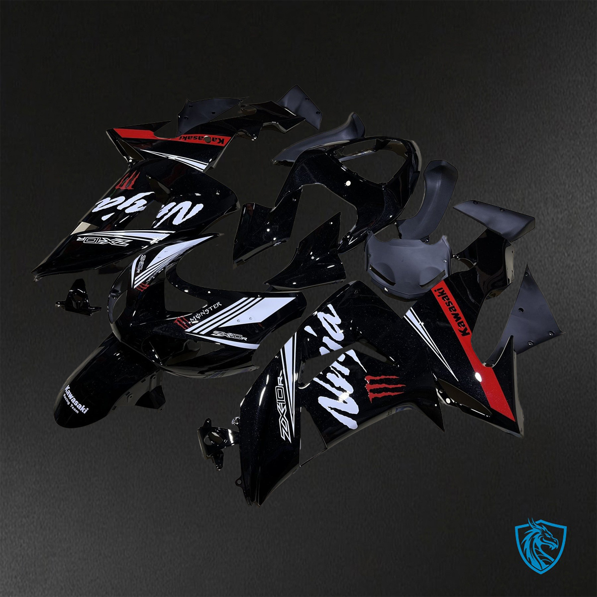 Kawasaki Ninja ZX-10R (2006-2007) Black, Red & White - Replacement Motorcycle Fairings Kit