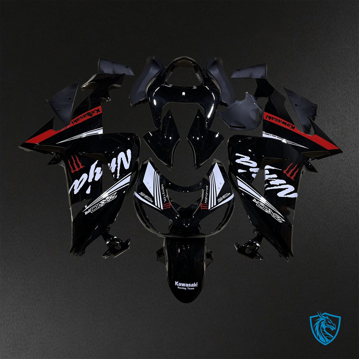 Kawasaki Ninja ZX-10R (2006-2007) Black, Red & White - Replacement Motorcycle Fairings Kit