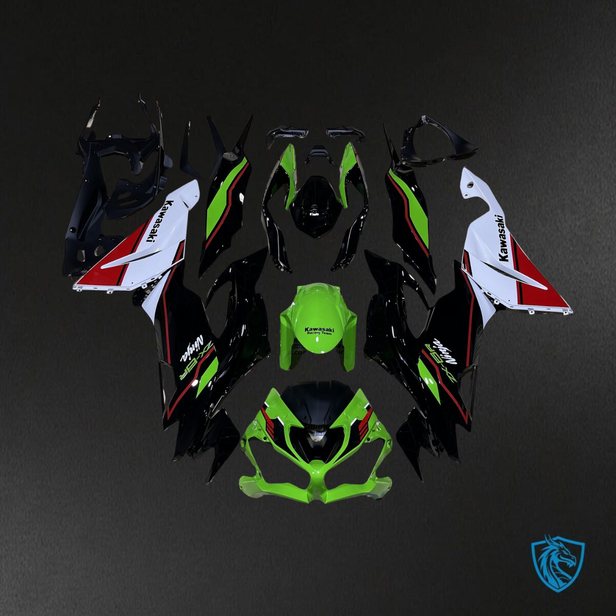 Kawasaki ZX-6R ZX636 (2019–2020) Black & Green Fairings Kit - Aftermarket ABS Bodywork