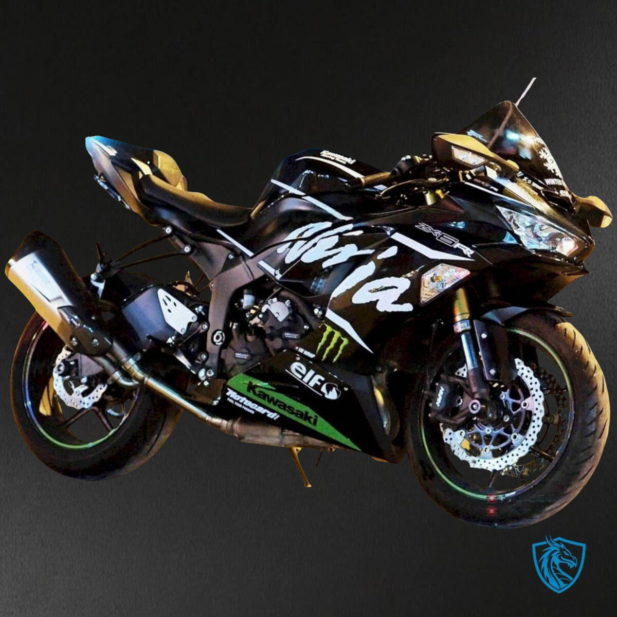 Kawasaki ZX-6R ZX636 (2019–2020) Black, Green & White Monster - Replacement Motorcycle Fairings Kit