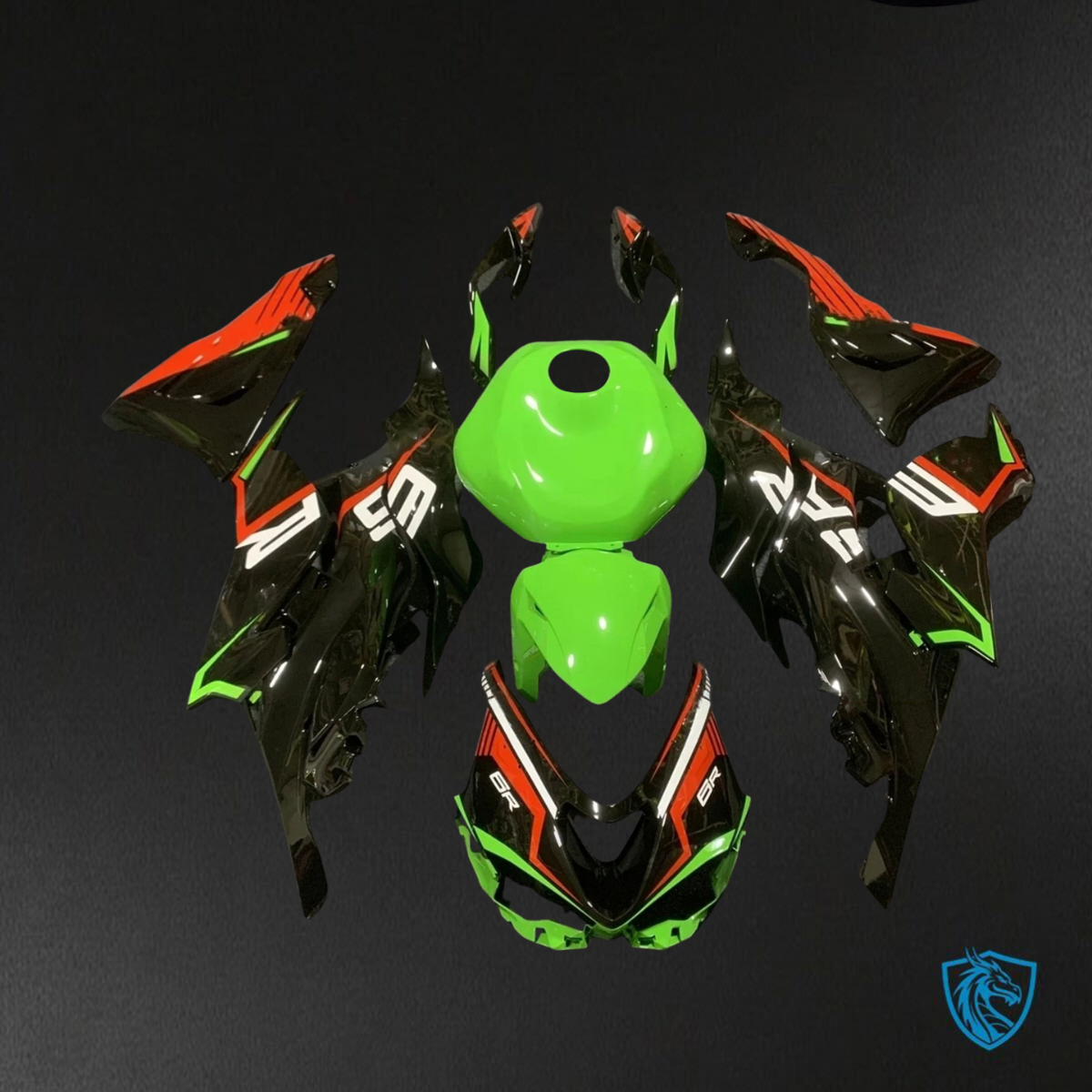 Kawasaki ZX-6R ZX636 (2023–2024) Glossy Green, Red & Black ABS Bodywork - Fairings Kit