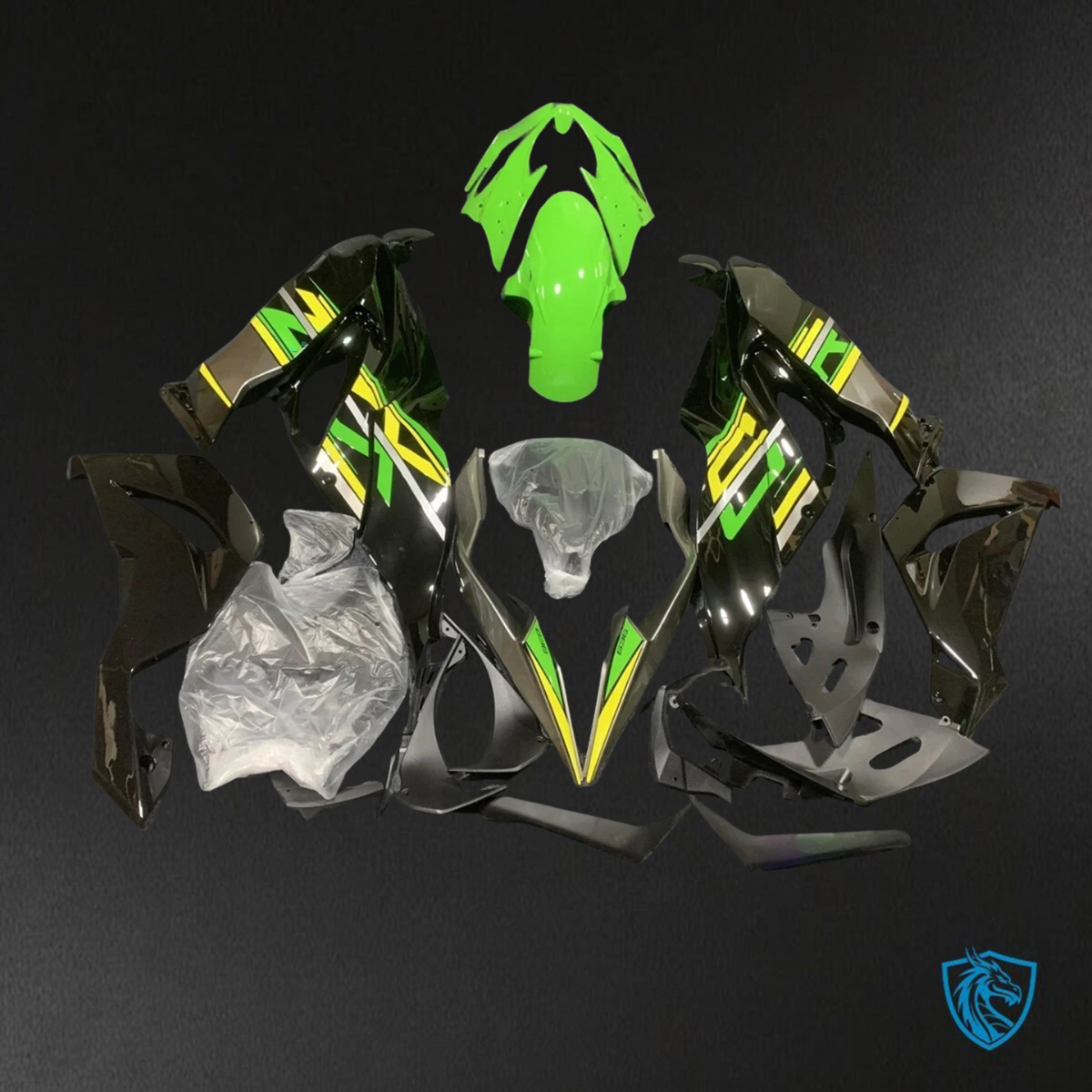 Kawasaki ZX-6R ZX636 (2019-2020) Black, Green & Yellow - Custom ABS Fairing Kit