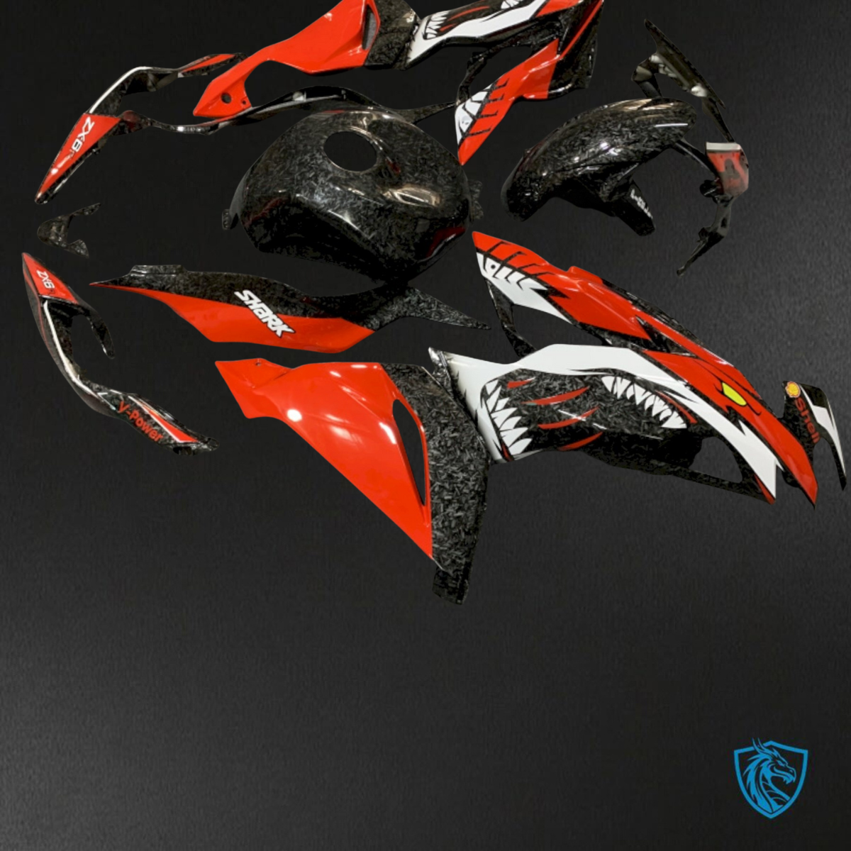 Kawasaki ZX-6RZX636 (2019-2020) Gloss Red & Black Fairings Kit - Aftermarket ABS Bodywork