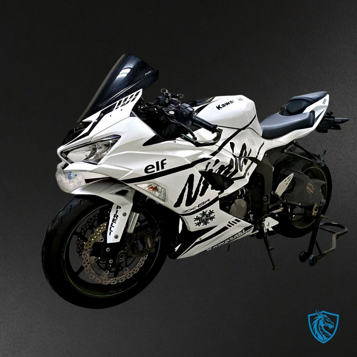 Kawasaki ZX-6R ZX636 (2019-2020) White & Black Logos ABS Bodywork - Fairings Kit