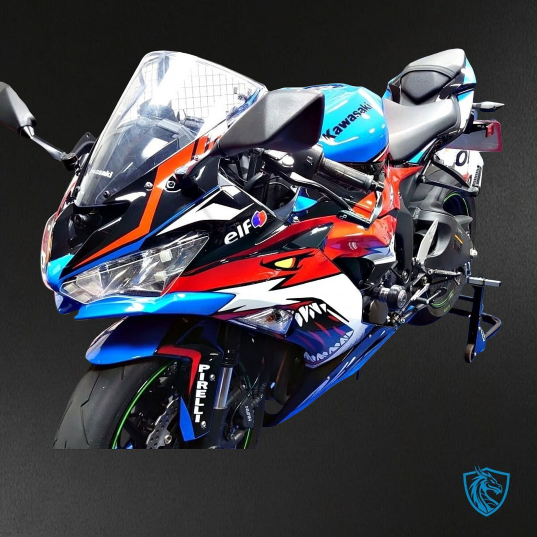 Kawasaki ZX-6R ZX636 (2019–2020) Glossy Blue, Red & Black Shark - Replacement Motorcycle Fairings Kit