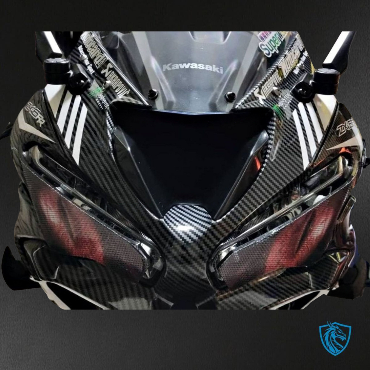Kawasaki ZX-6R ZX636 (2019-2020) Black, Green & White Carbon Fiber ABS Bodywork - Fairings Kit