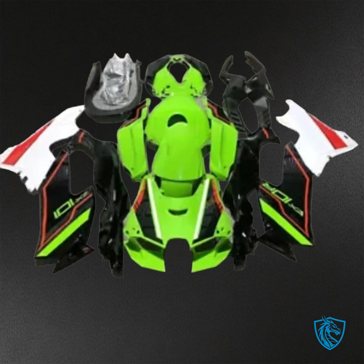 Kawasaki Ninja ZX-10R (2021-2023) Green, White & Black - Custom ABS Fairing Kit