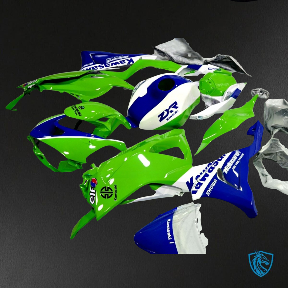 Kawasaki ZX-6R ZX636 (2023–2024) Glossy Green, Blue & White ABS Bodywork - Fairings Kit