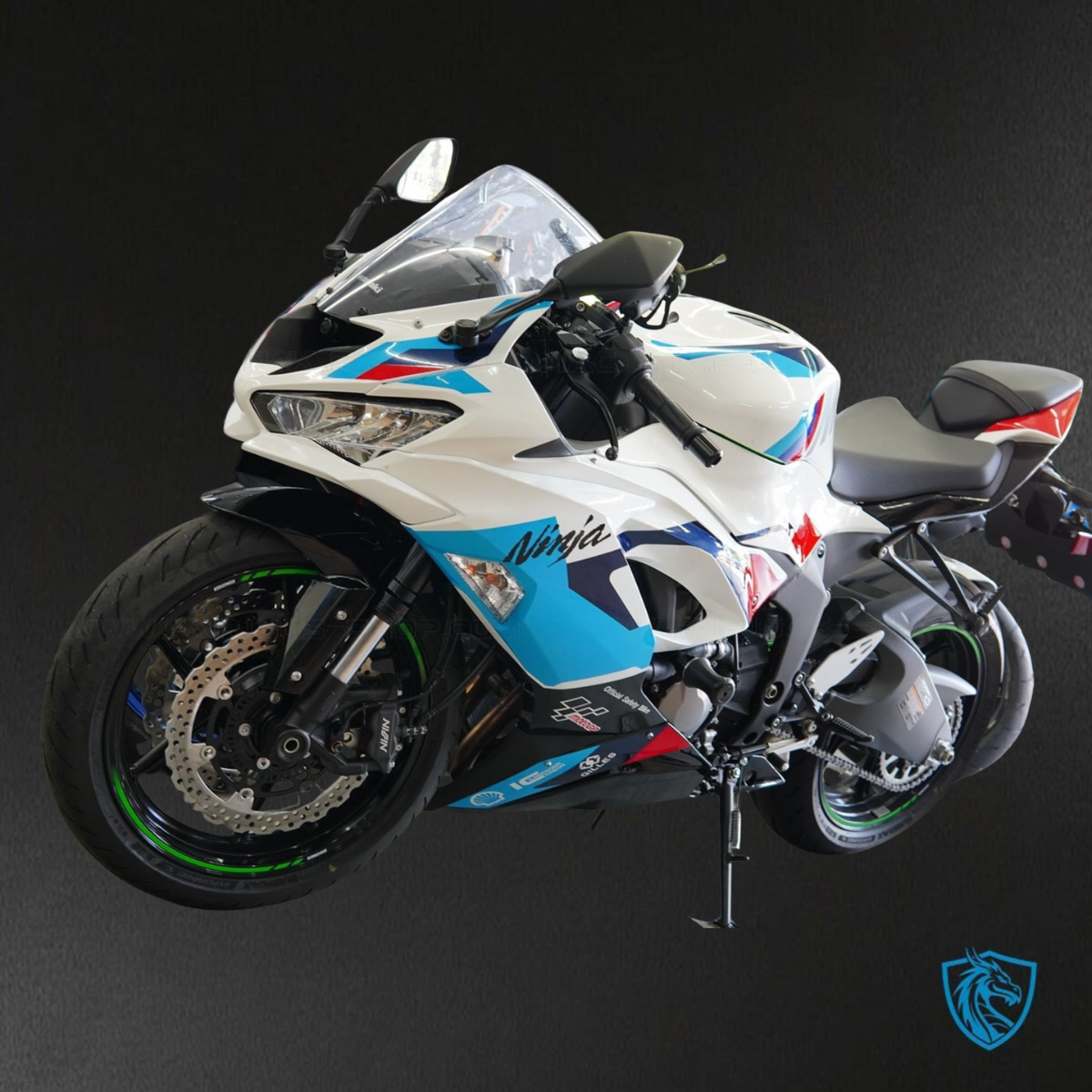 Kawasaki ZX-6R ZX636 (2019-2020) White, Blue & Red Logos ABS Bodywork - Fairings Kit