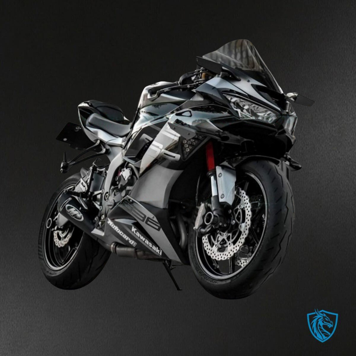 Kawasaki ZX-6RZX636 (2019-2020) Gloss Black & Silver ● Red Bull - Custom ABS Fairing Kit