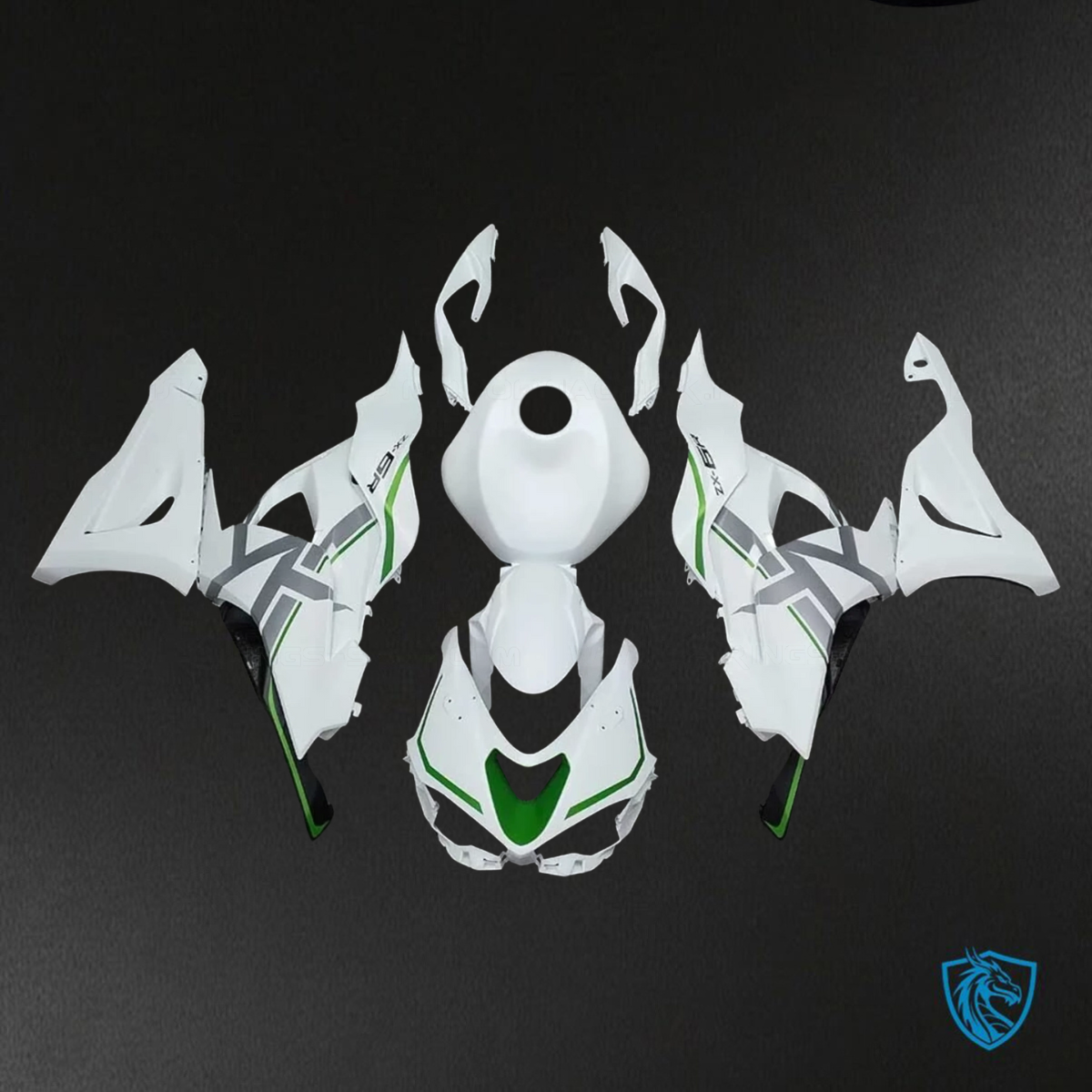 Kawasaki ZX-6R ZX636 (2023–2024) White & Gray - Replacement Motorcycle Fairings Kit