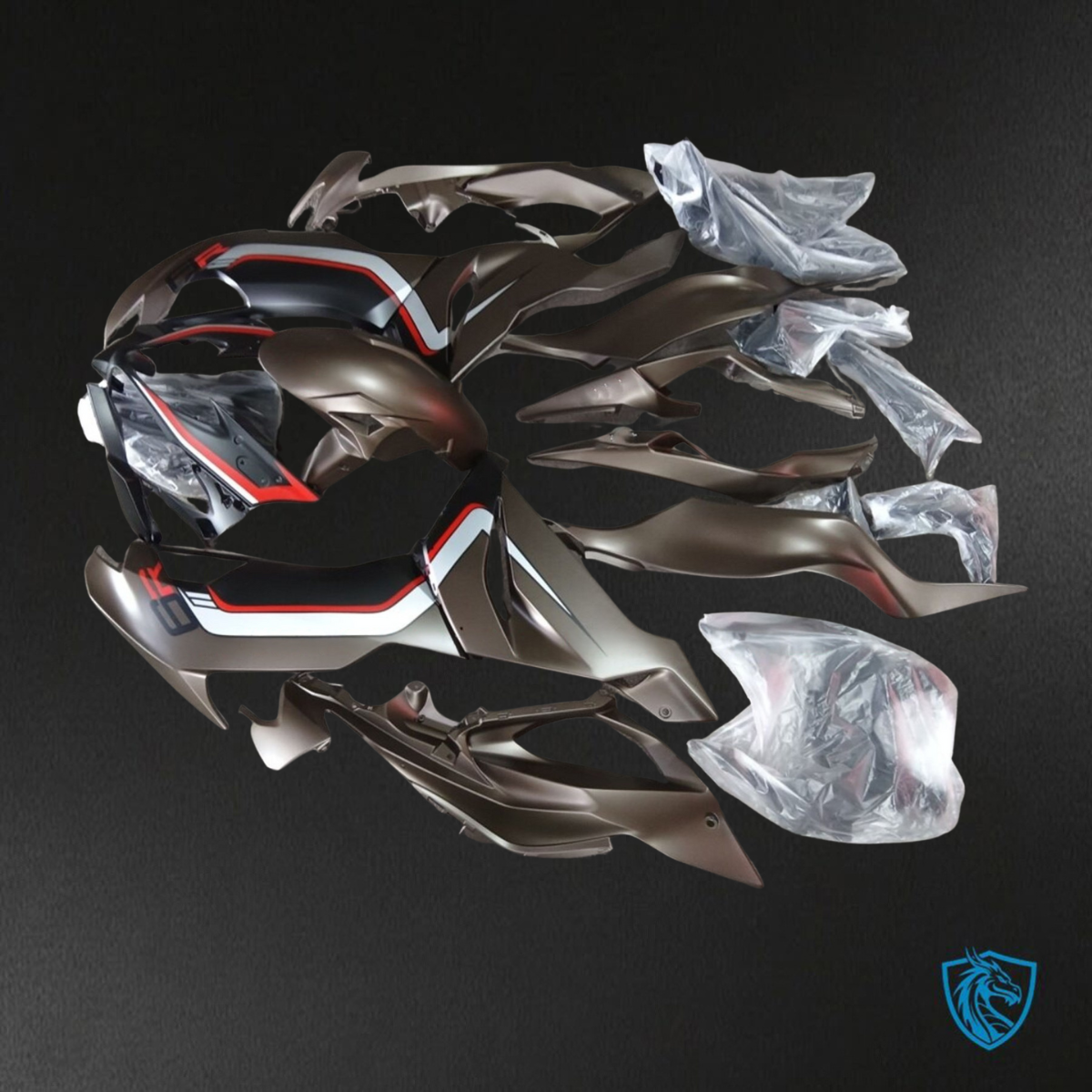 Kawasaki ZX-6R ZX636 (2019-2020) Brown, Black & White - Custom ABS Fairing Kit