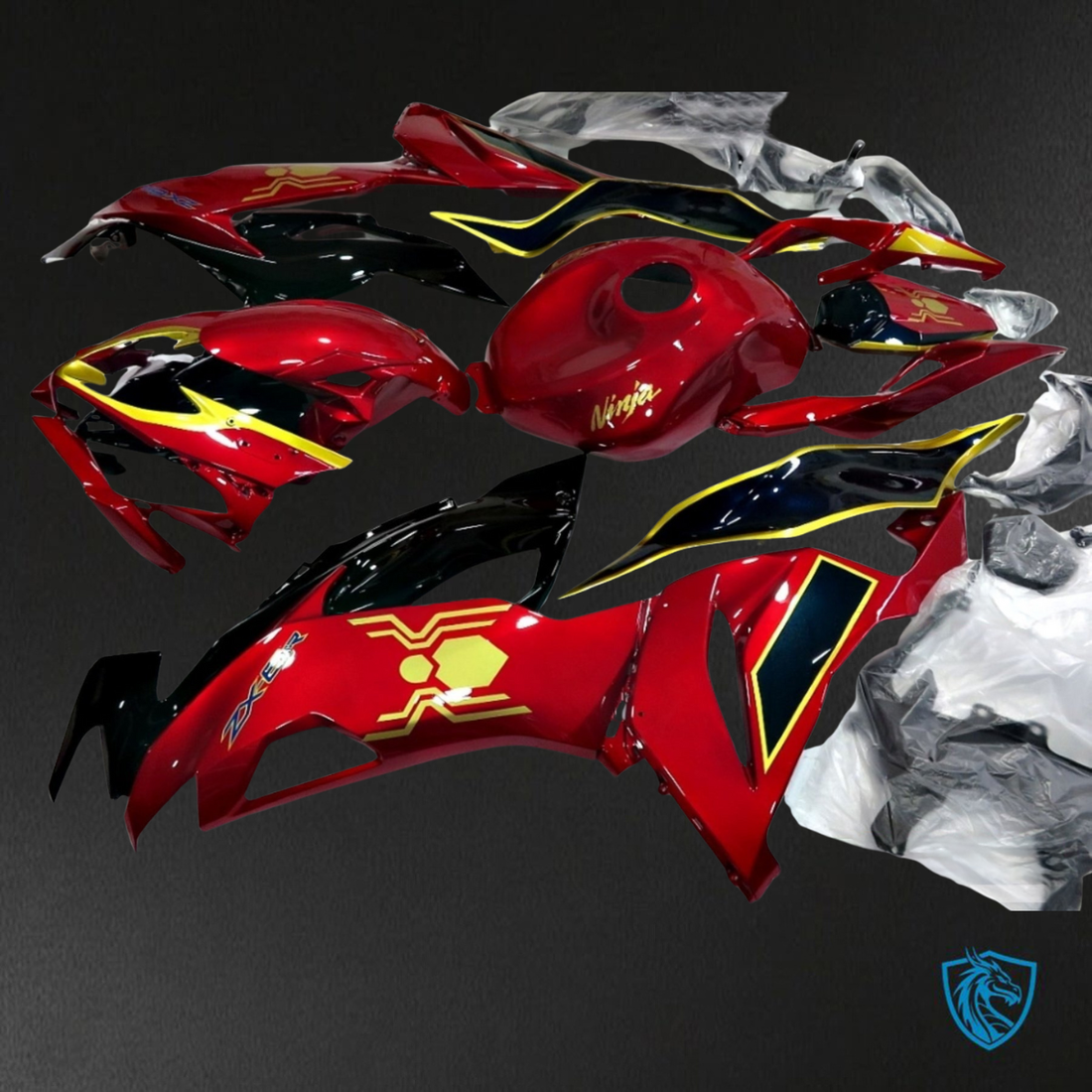 Kawasaki ZX-6R ZX636 (2019-2020) Glossy Red & Black Fairings Kit - Aftermarket ABS Bodywork