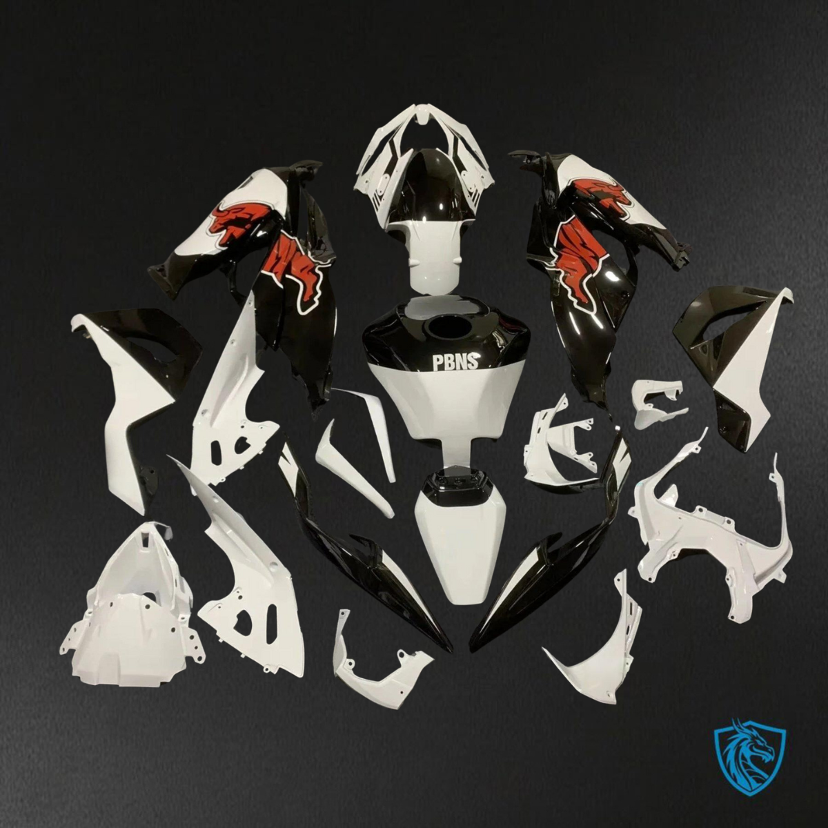 Kawasaki ZX-6RZX636 (2019-2020) Gloss Black & White ● Red Bull - Replacement Motorcycle Fairings Kit