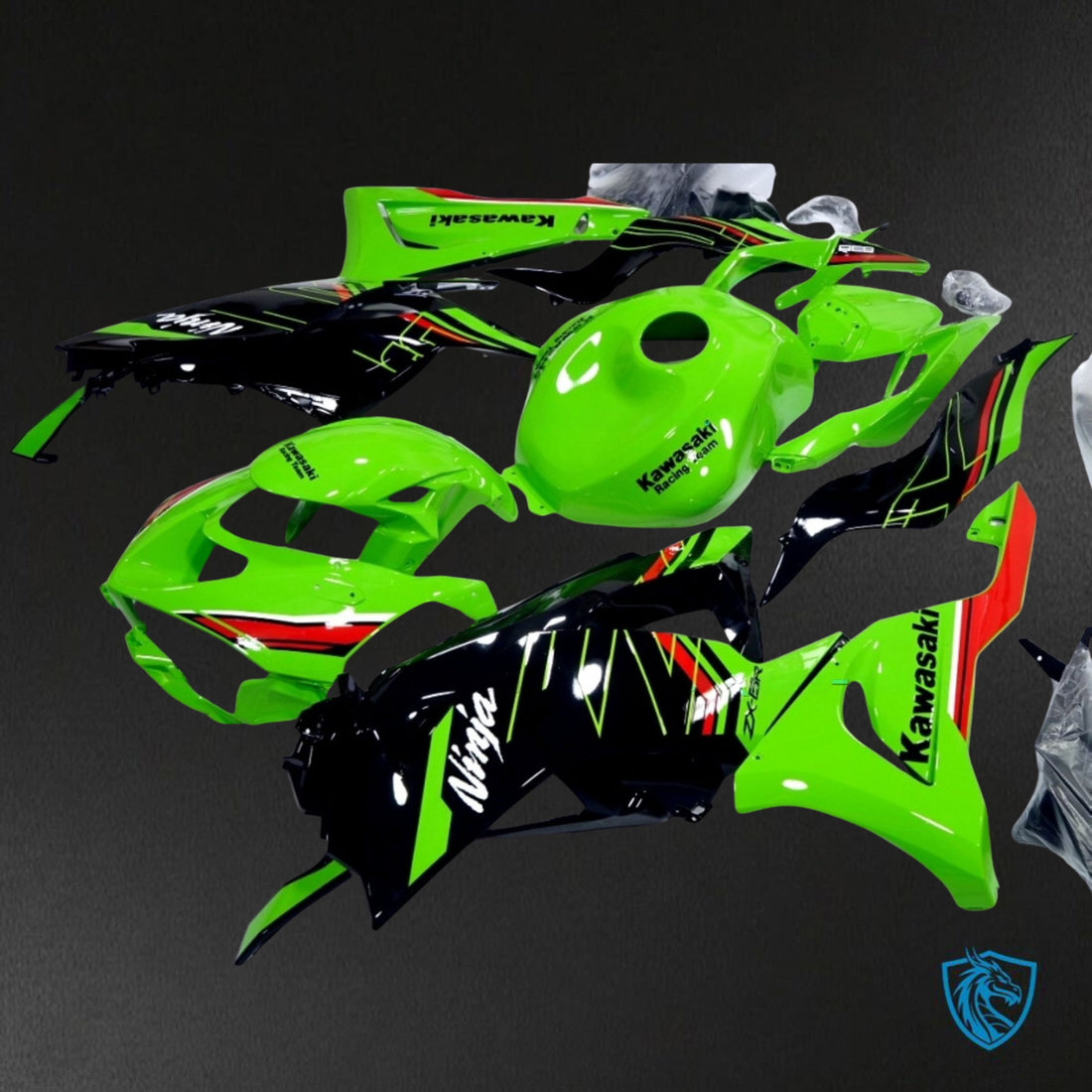 Kawasaki ZX-6R ZX636 (2023–2024) Glossy Green & Black ABS Bodywork - Fairings Kit