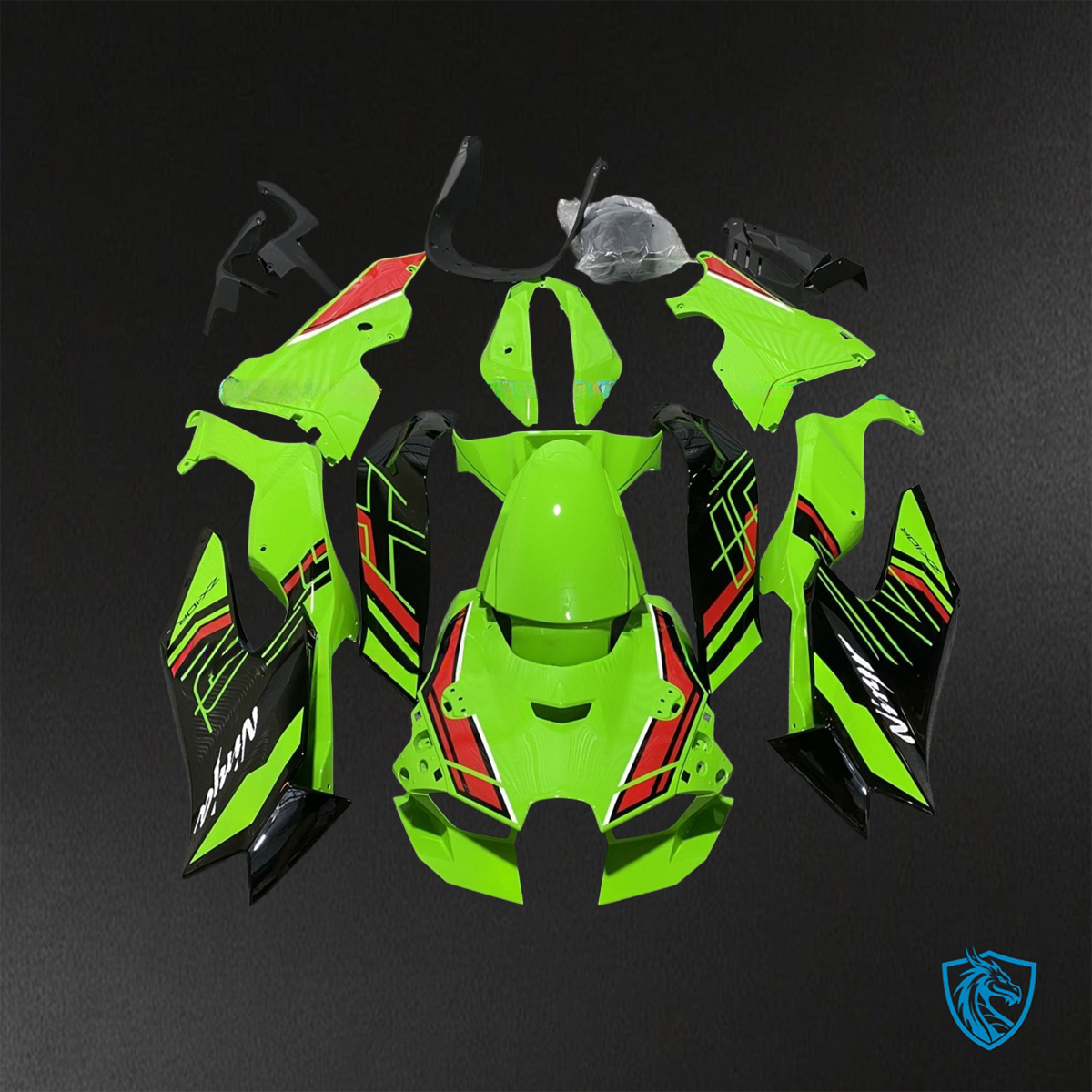 Kawasaki Ninja ZX-10R (2021-2023) Green, Black & Red - Custom ABS Fairing Kit