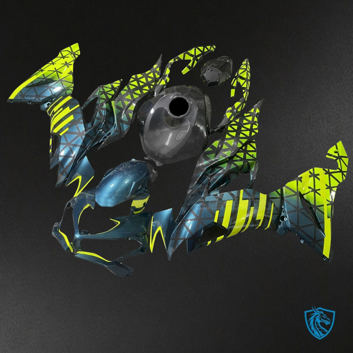 Kawasaki ZX-6RZX636 (2019-2020) Blue & Yellow Carbon Fiber Fairings Kit - Aftermarket ABS Bodywork