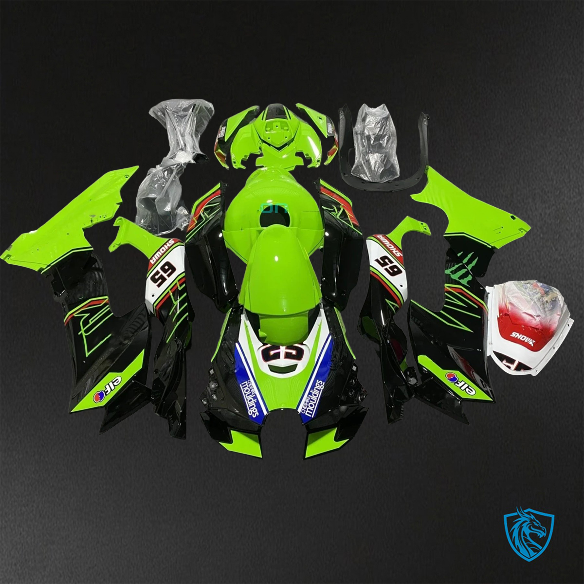 Kawasaki Ninja ZX-10R (2021-2023) Green, Red & Black - Replacement Motorcycle Fairings Kit
