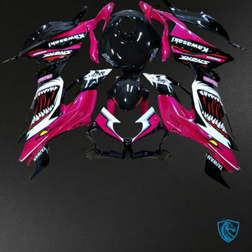 Kawasaki ZX-6R ZX636 (2019-2020) Black, White & Pink Shark Fairings Kit - Aftermarket ABS Bodywork
