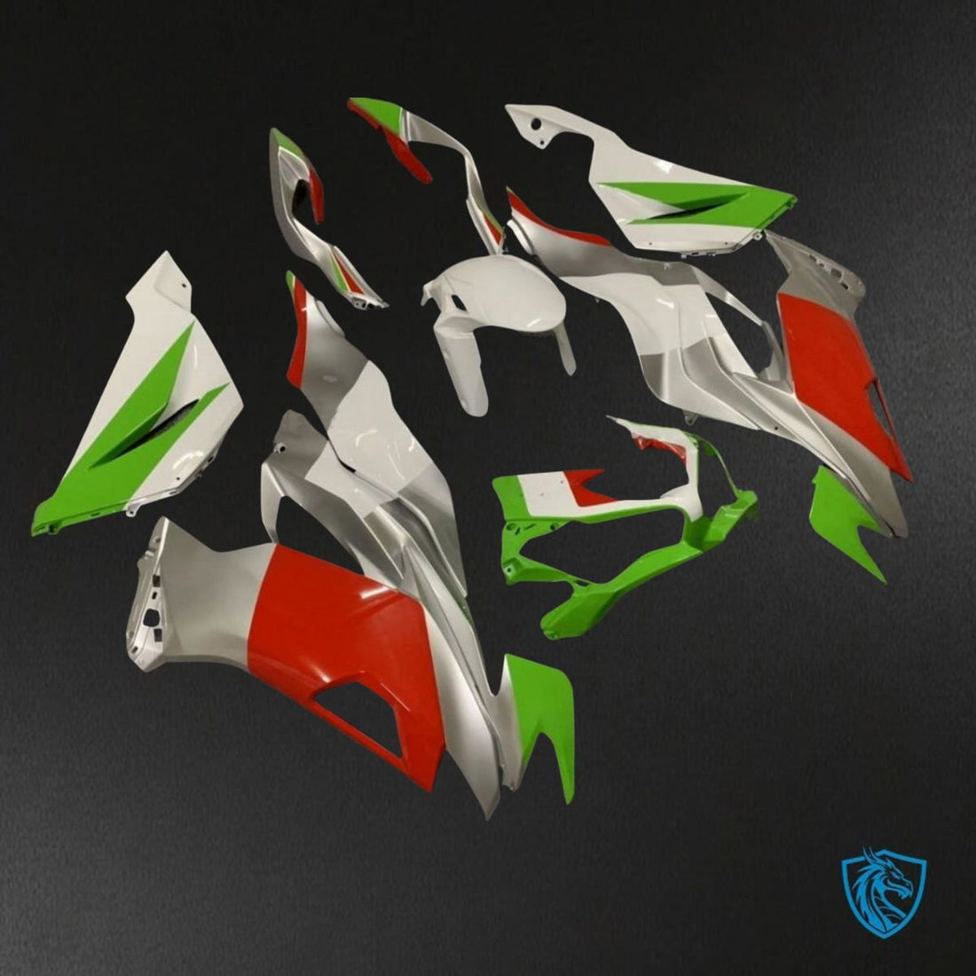 Kawasaki ZX-6R ZX636 (2019–2020) Gray, Red, White & Green - Custom ABS Fairing Kit