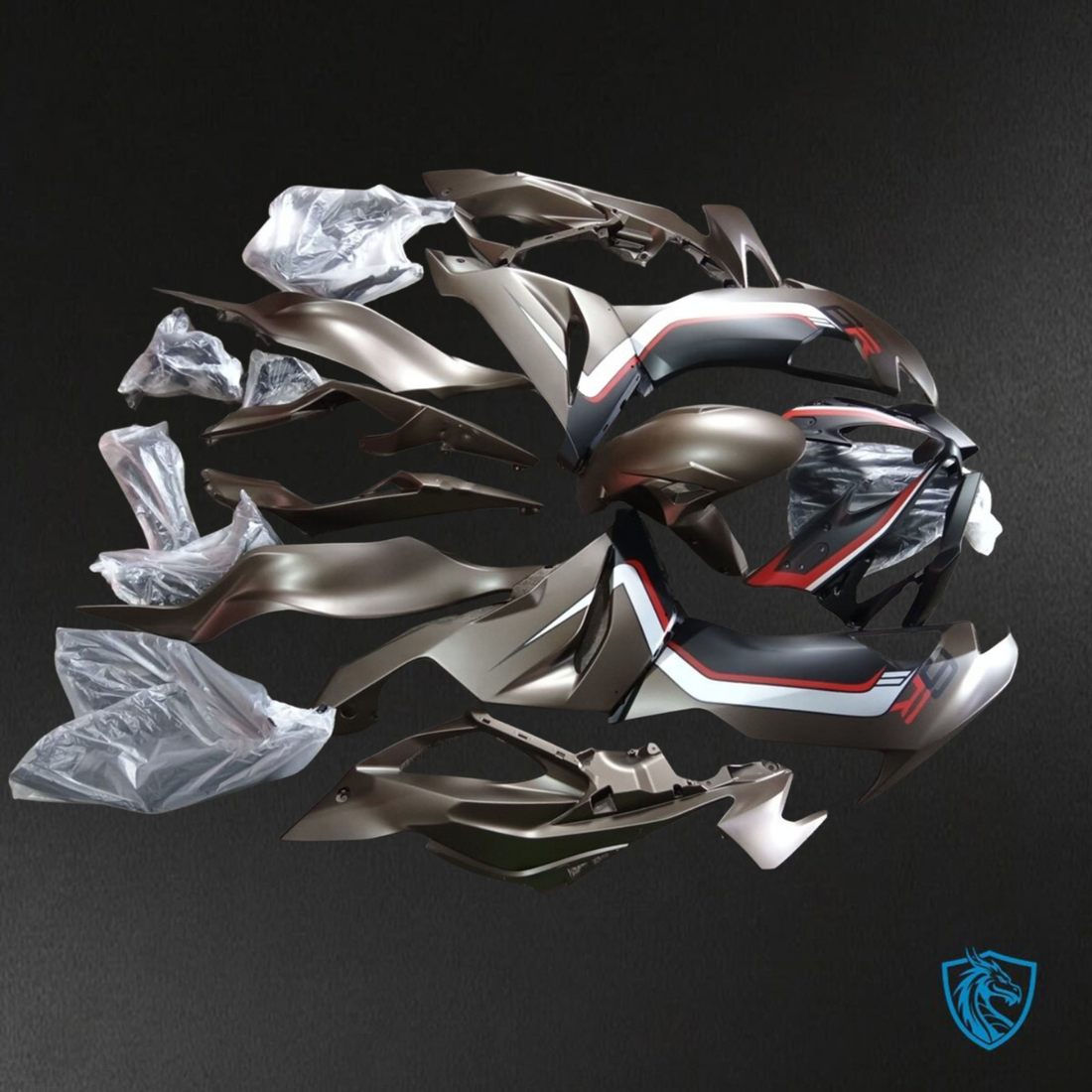 Kawasaki ZX-6R ZX636 (2019-2020) Brown, Black & White - Custom ABS Fairing Kit