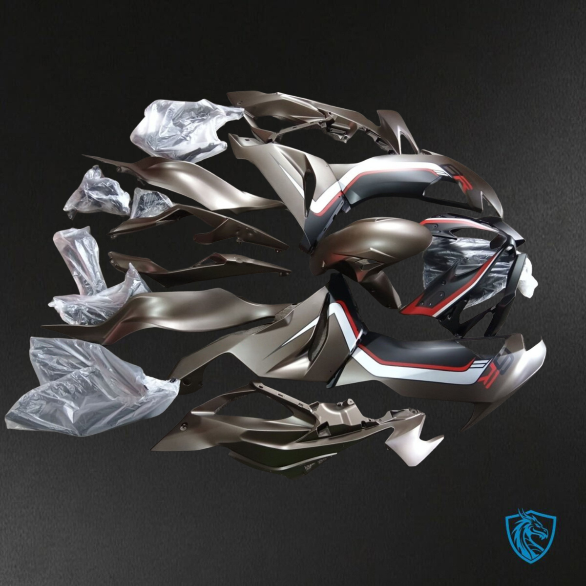 Kawasaki ZX-6R ZX636 (2019-2020) Brown, Black & White - Custom ABS Fairing Kit