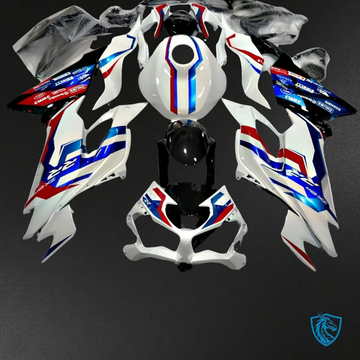 Kawasaki ZX-6R ZX636 (2019-2020) Glossy White, Blue & Red - Custom ABS Fairing Kit