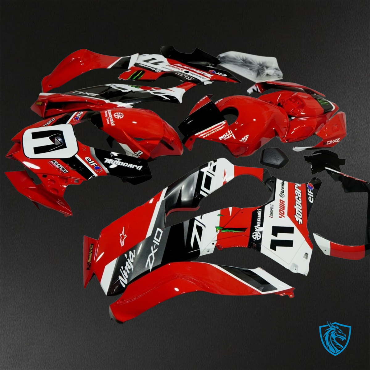 Kawasaki Ninja ZX-10R (2021-2023) Red, Black & White ABS Bodywork - Fairings Kit