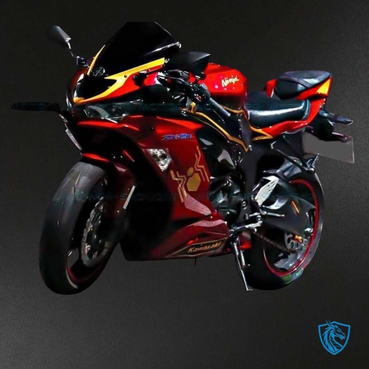 Kawasaki ZX-6R ZX636 (2019-2020) Glossy Red & Black Fairings Kit - Aftermarket ABS Bodywork