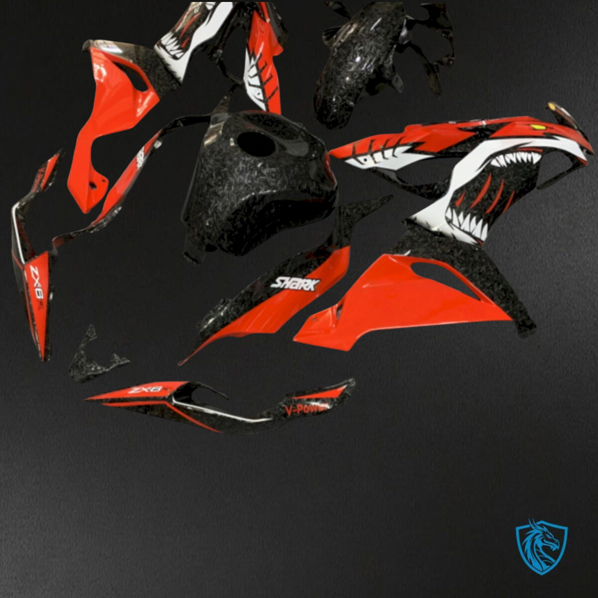 Kawasaki ZX-6RZX636 (2019-2020) Gloss Red & Black Fairings Kit - Aftermarket ABS Bodywork
