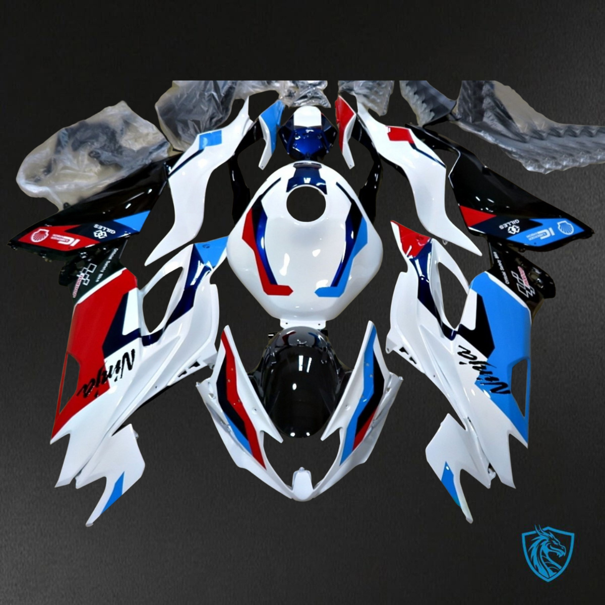 Kawasaki ZX-6R ZX636 (2019-2020) White, Blue & Red Logos ABS Bodywork - Fairings Kit