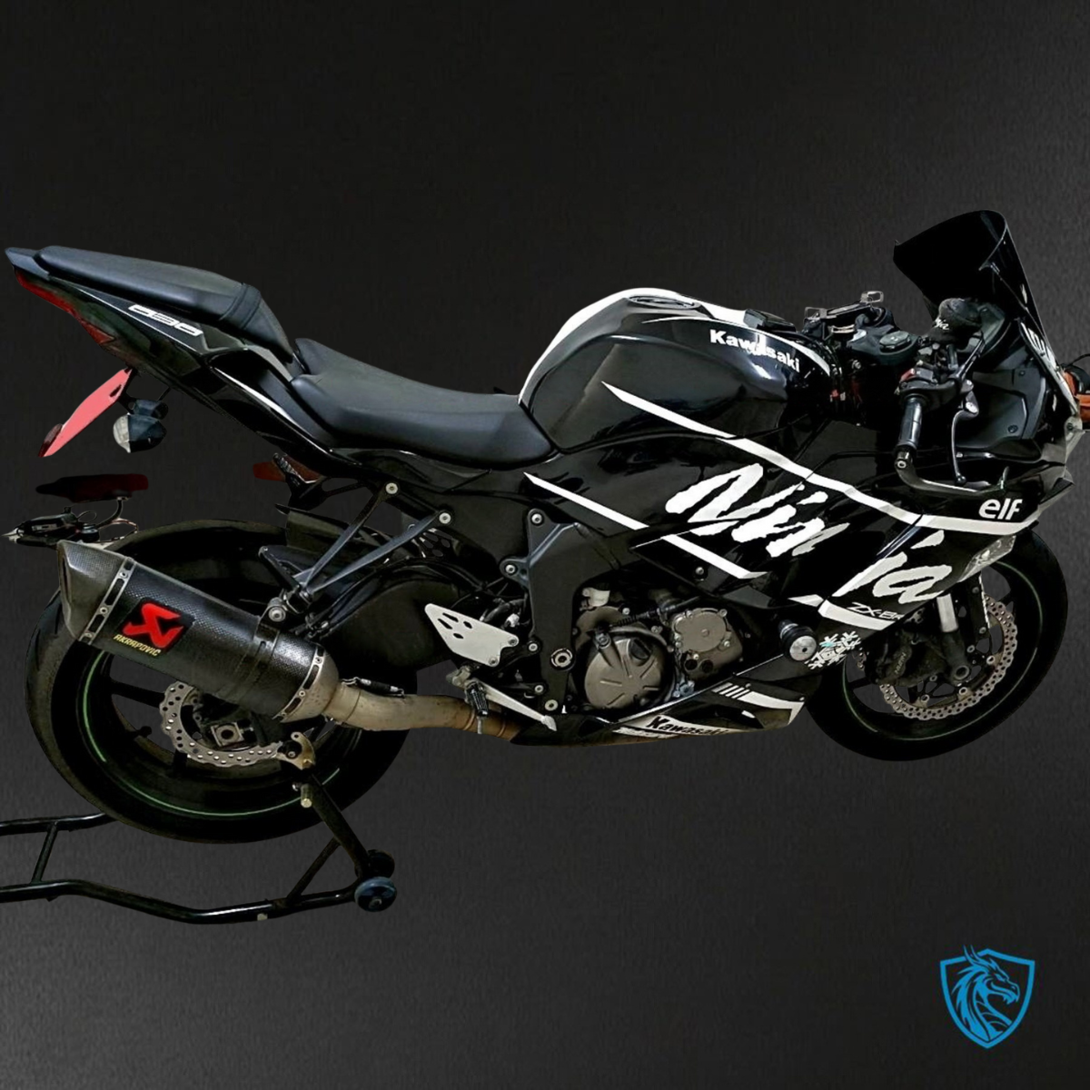 Kawasaki ZX-6R ZX636 (2019-2020) White & Black Logos ABS Bodywork - Fairings Kit