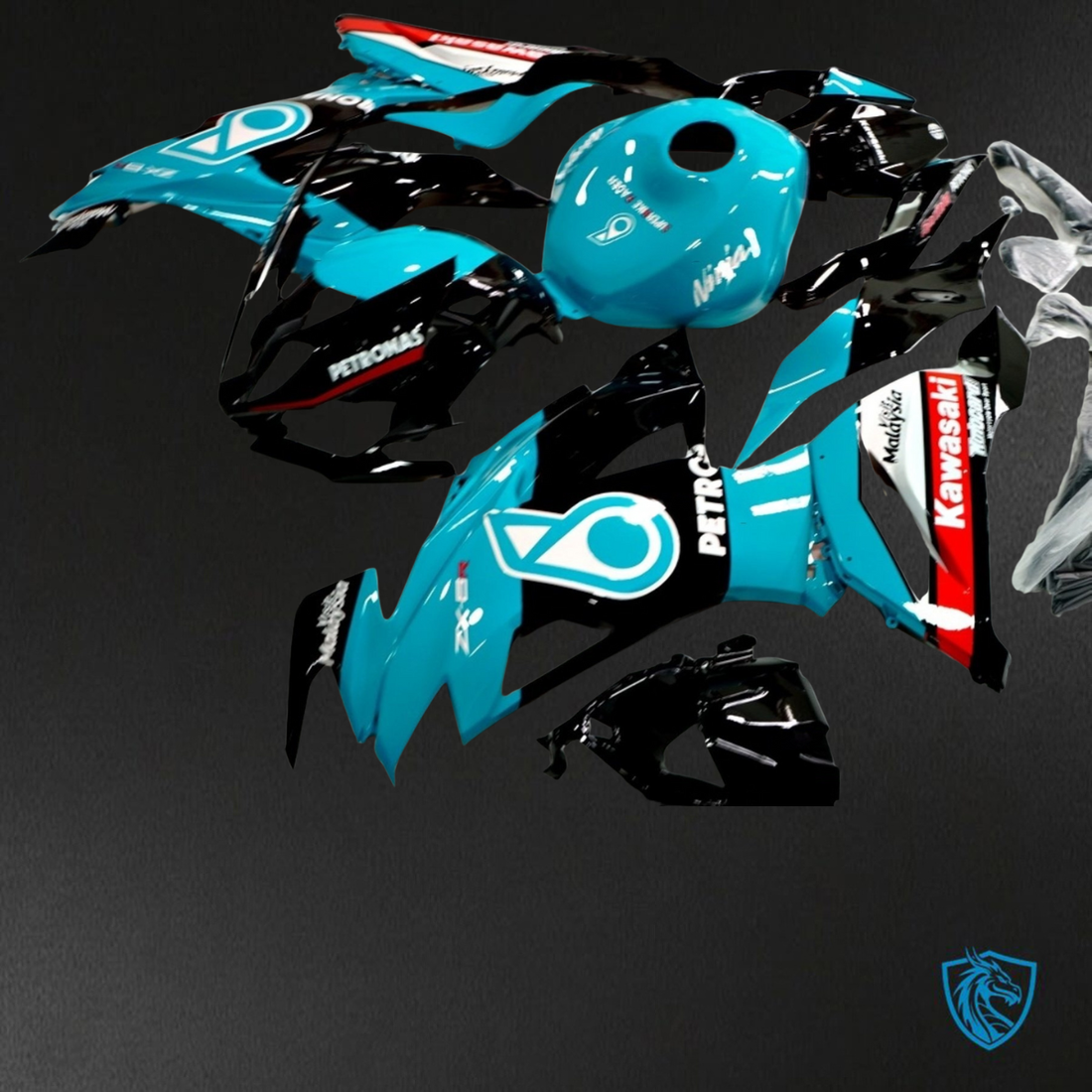 Kawasaki ZX-6R ZX636 (2019-2020) Blue Petronas & Black Logos - Custom ABS Fairing Kit