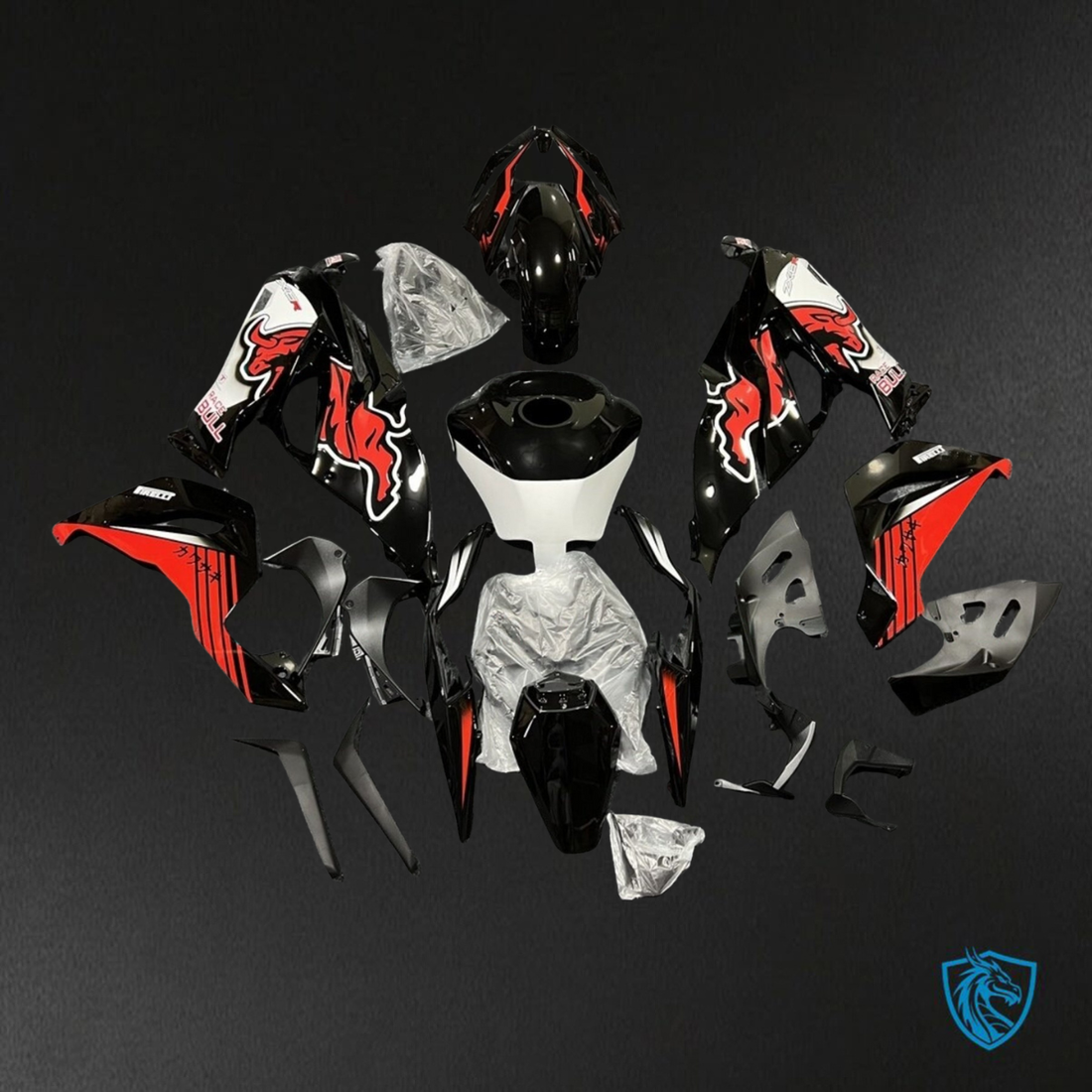 Kawasaki ZX-6RZX636 (2019-2020) Black & Red ● Red Bull Fairings Kit - Aftermarket ABS Bodywork