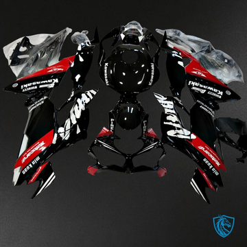 Kawasaki ZX-6R ZX636 (2019–2020) Black & Red Logos Fairings Kit - Aftermarket ABS Bodywork