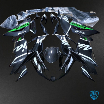 Kawasaki ZX-6R ZX636 (2019-2020) Black, Green & White Carbon Fiber ABS Bodywork - Fairings Kit