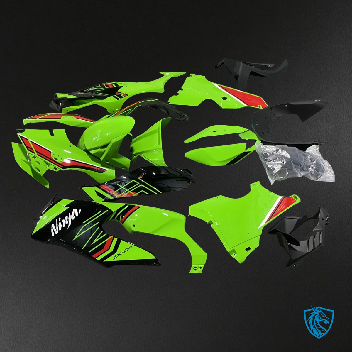 Kawasaki Ninja ZX-10R (2021-2023) Green, Black & Red - Custom ABS Fairing Kit