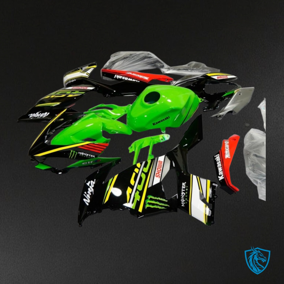 Kawasaki Ninja 400/250 (2018-2020) Black, Green & Red Fairing Kit | ABS Bodywork