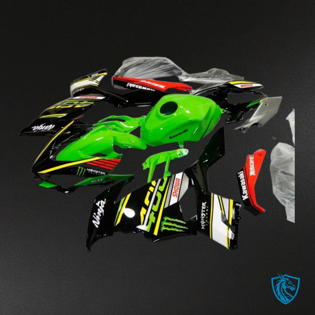 Kawasaki Ninja 400/250 (2018-2020) Black, Green & Red Fairing Kit | ABS Bodywork